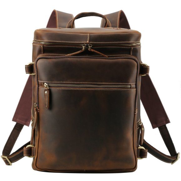 Crazy Horse Leather 16 Inch Leather Backpack